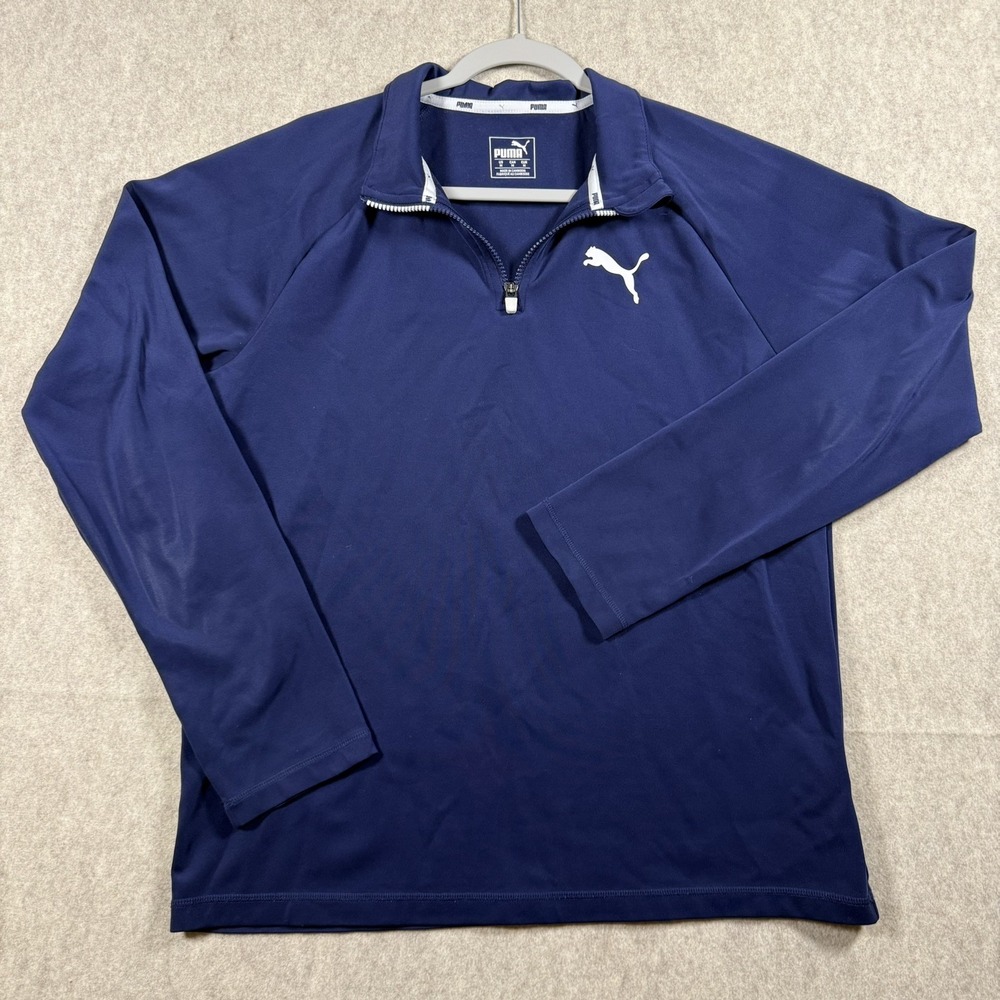 Puma Men's Quarter Zip Long Sleeves Pullover, Navy, Medium